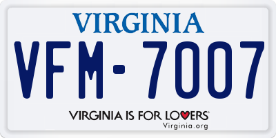 VA license plate VFM7007