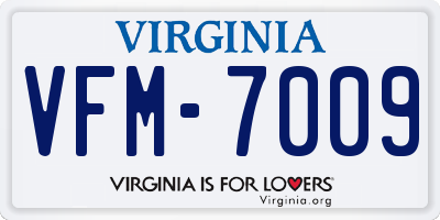 VA license plate VFM7009