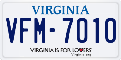 VA license plate VFM7010