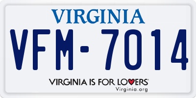 VA license plate VFM7014