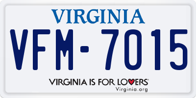 VA license plate VFM7015