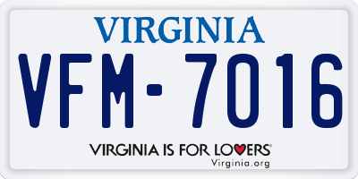 VA license plate VFM7016