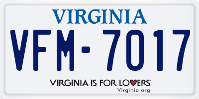 VA license plate VFM7017