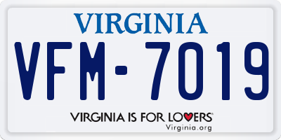 VA license plate VFM7019