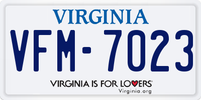 VA license plate VFM7023