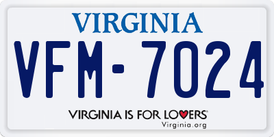 VA license plate VFM7024