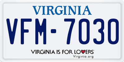 VA license plate VFM7030