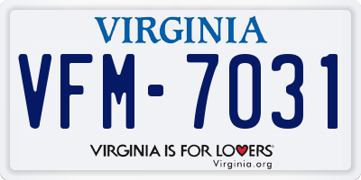 VA license plate VFM7031