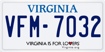VA license plate VFM7032
