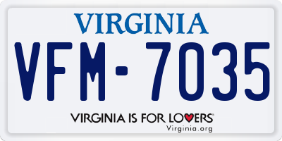 VA license plate VFM7035