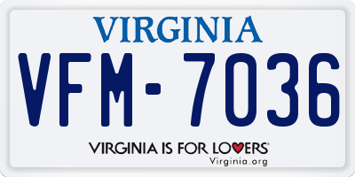 VA license plate VFM7036