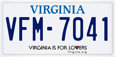 VA license plate VFM7041
