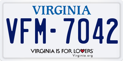 VA license plate VFM7042
