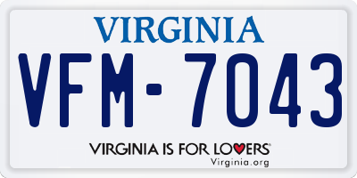 VA license plate VFM7043
