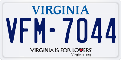 VA license plate VFM7044