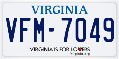 VA license plate VFM7049