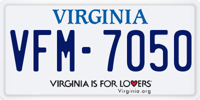VA license plate VFM7050