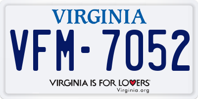 VA license plate VFM7052