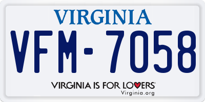 VA license plate VFM7058