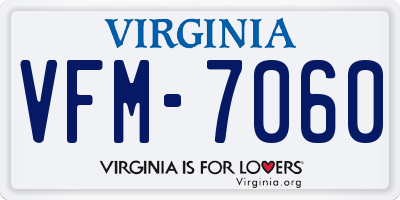 VA license plate VFM7060