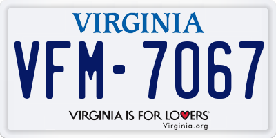 VA license plate VFM7067