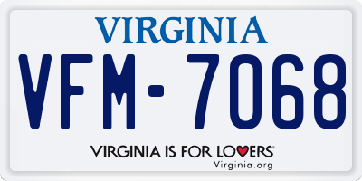 VA license plate VFM7068