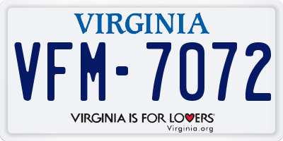 VA license plate VFM7072