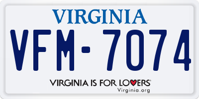 VA license plate VFM7074