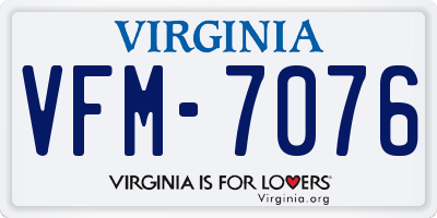 VA license plate VFM7076