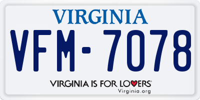 VA license plate VFM7078
