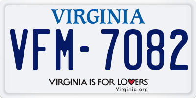 VA license plate VFM7082