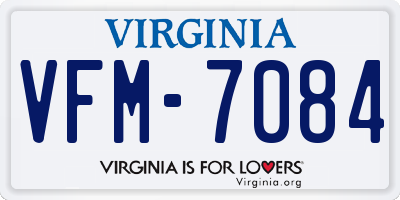 VA license plate VFM7084