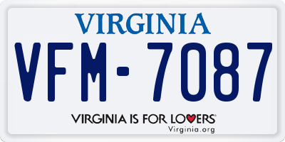 VA license plate VFM7087