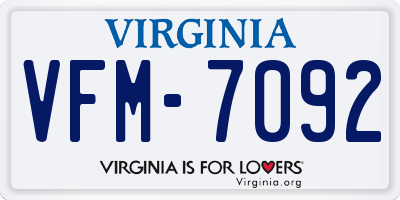 VA license plate VFM7092