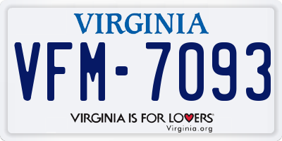 VA license plate VFM7093