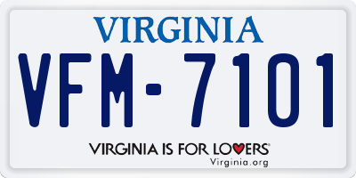 VA license plate VFM7101
