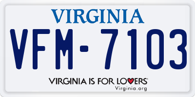 VA license plate VFM7103