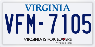 VA license plate VFM7105