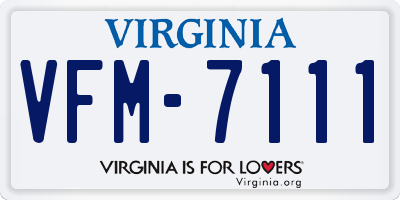 VA license plate VFM7111