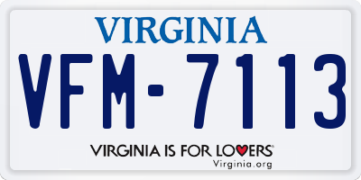 VA license plate VFM7113