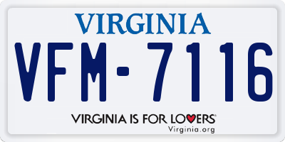 VA license plate VFM7116