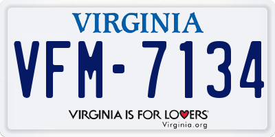 VA license plate VFM7134