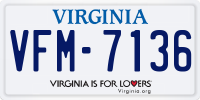 VA license plate VFM7136