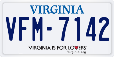 VA license plate VFM7142