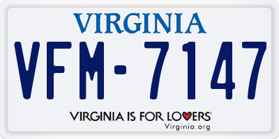 VA license plate VFM7147