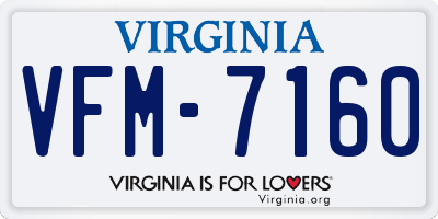 VA license plate VFM7160