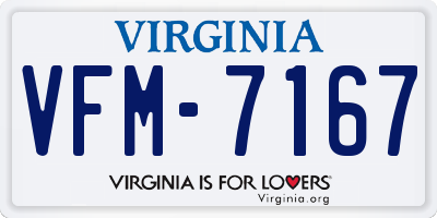 VA license plate VFM7167