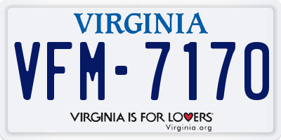 VA license plate VFM7170