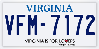 VA license plate VFM7172