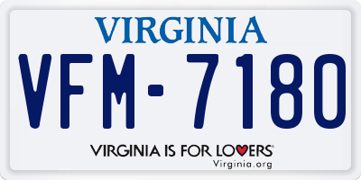 VA license plate VFM7180